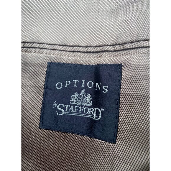 Stafford Men Houndstooth Wool Blazer Jacket Wool Size 48R USA Office Casual READ - Picture 4 of 13